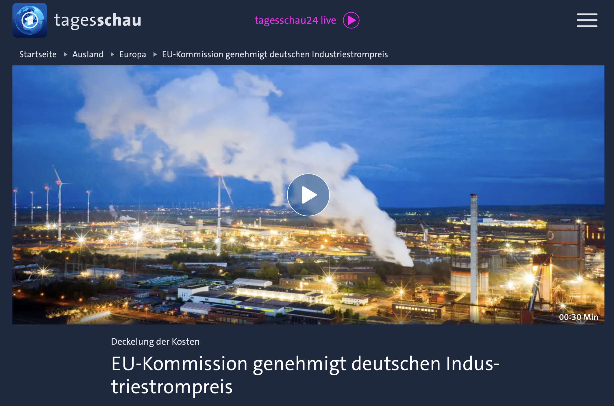 EU-Kommission genehmigt deutschen Industriestrompreis